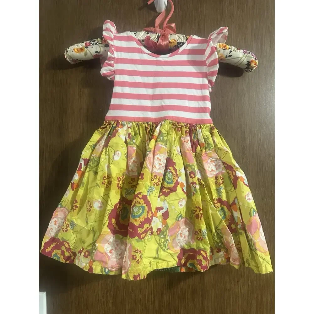 Adelaide Original 2T floral dress pink stripe flutter sleeve summer sundressCUTE